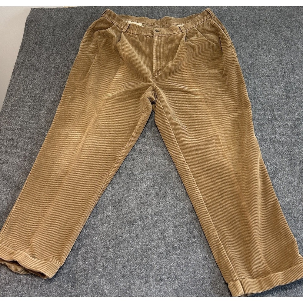 Jos A Bank Pants Mens 40W X 29L Brown Whale Corduroy Pleated Cuffed Trousers